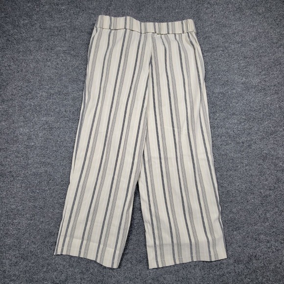 Zac & Rachel Pants Womens 12 Beige Gray Striped Wide Leg Pull On Casual Trousers - Picture 4 of 8